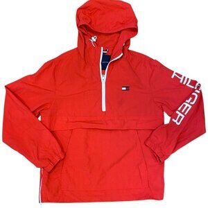 Tommy Hilfiger Taslan Front ZIP Red Windbreaker Anorak Jacket